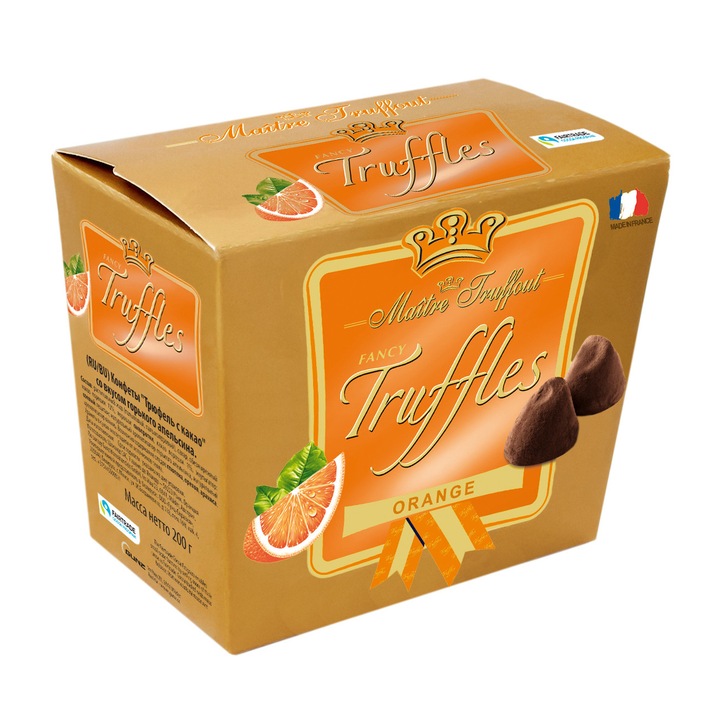 Trufe de ciocolata Gold Portocala Maitre Truffout 200g