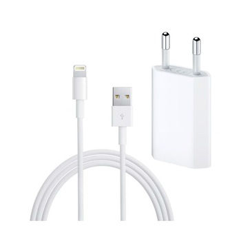 Set Adaptor/incarcator priza + cablu de incarcare pentru iPhone, 8 pini, alb, BBL119 Set Adaptor/incarcator priza + cablu de incarcare pentru iPhone, 8 pini, alb, BBL119
