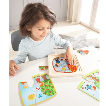 Puzzle din lemn, Haba, Anotimpul meu preferat, 22 piese, 3 ani+ Puzzle din lemn, Haba, Anotimpul meu preferat, 22 piese, 3 ani+