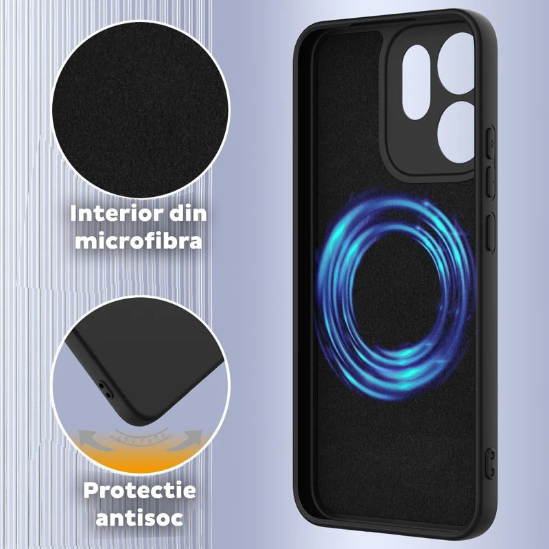 Husa pentru Honor 600 Smart Daden® Silicon SoftFlex, Ultra Slim, Protectie sporita, Interior de microfibra, Negru