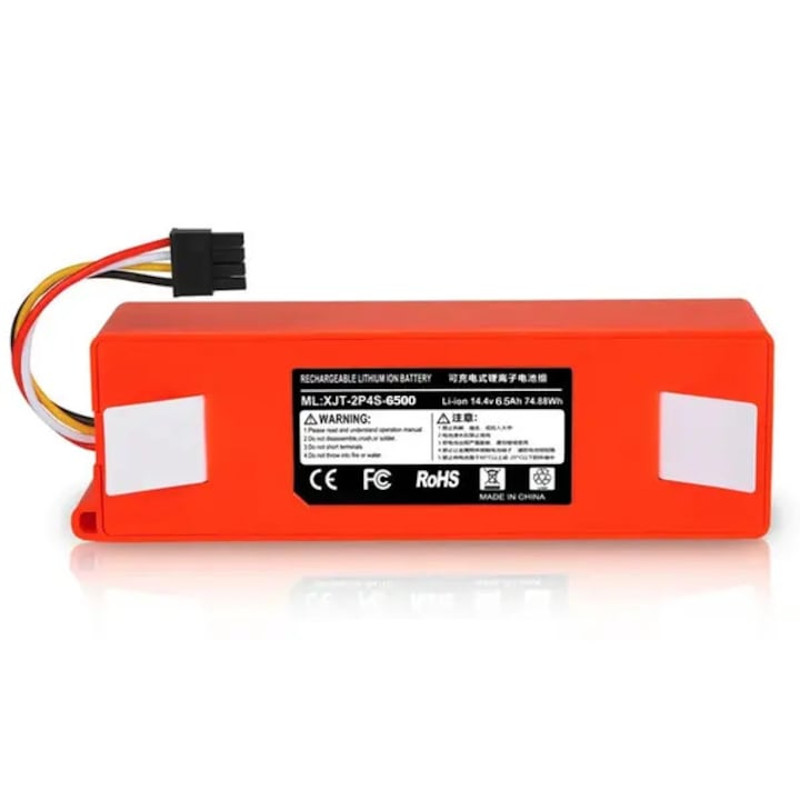 Baterie pentru aspirator robot Xiaomi Roborock ML-XJT-2P4S-6500, Li-ion 14.4V 6500mAh (74.8Wh), rosu, compatibil S50/S51/S55