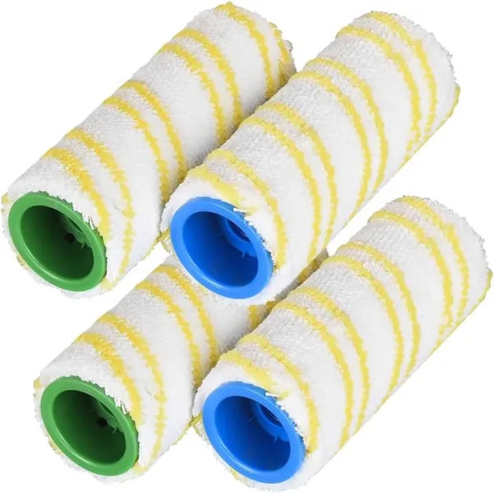 Set role de schimb compatibile cu Karcher FC3/FC5/FC7, model 2.055-006.0, 100% microfibra, lavabile pana la 60°C, alb/galben, 4 bucati