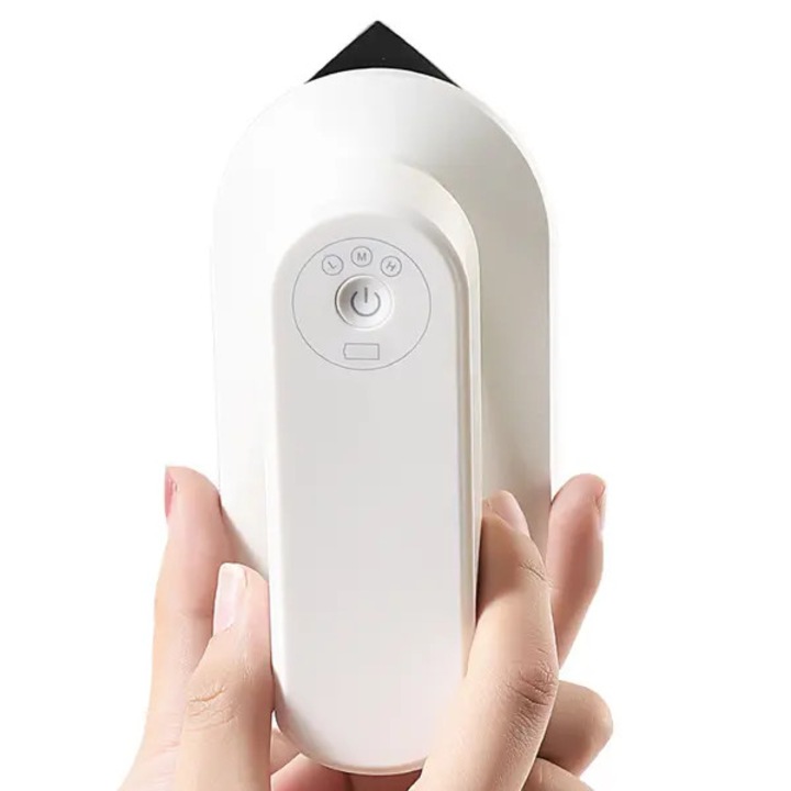 Fier de calcat cu abur portabil fara fir FD-k0544-260828-1424, reincarcabil 5V USB, baterie 2×2500mAh, 3 trepte temperatura, talpa din aluminiu, incalzire 30s, alb, 141×71×71 mm