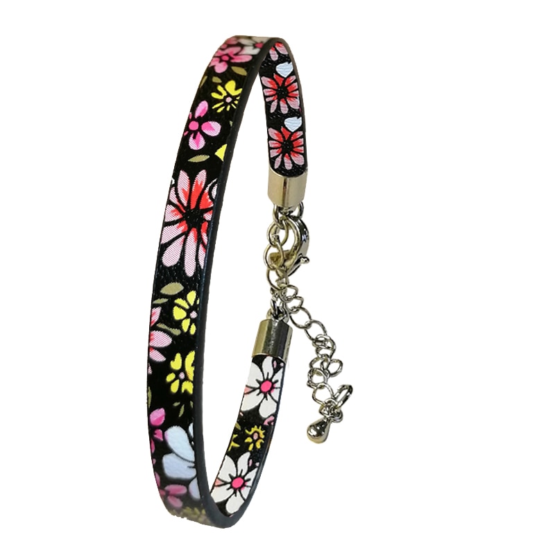 Bratara handmade dimensiune reglabila Floral rosu