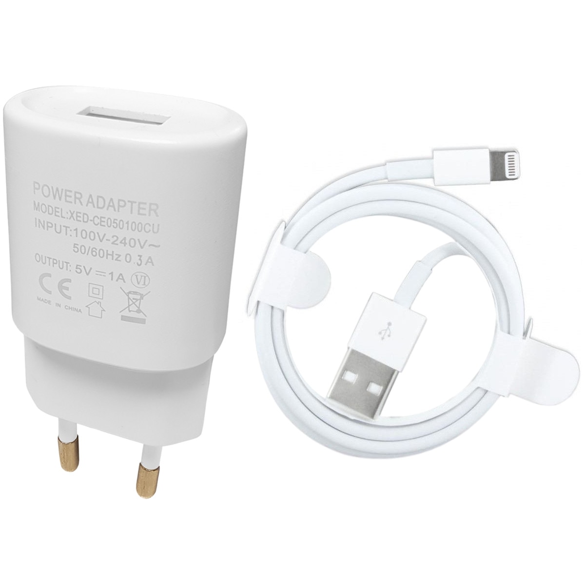 Kit Kabelwelt compatibil Apple iPhone, Incarcator si cablu Lightning, Premium, 1A, Alb