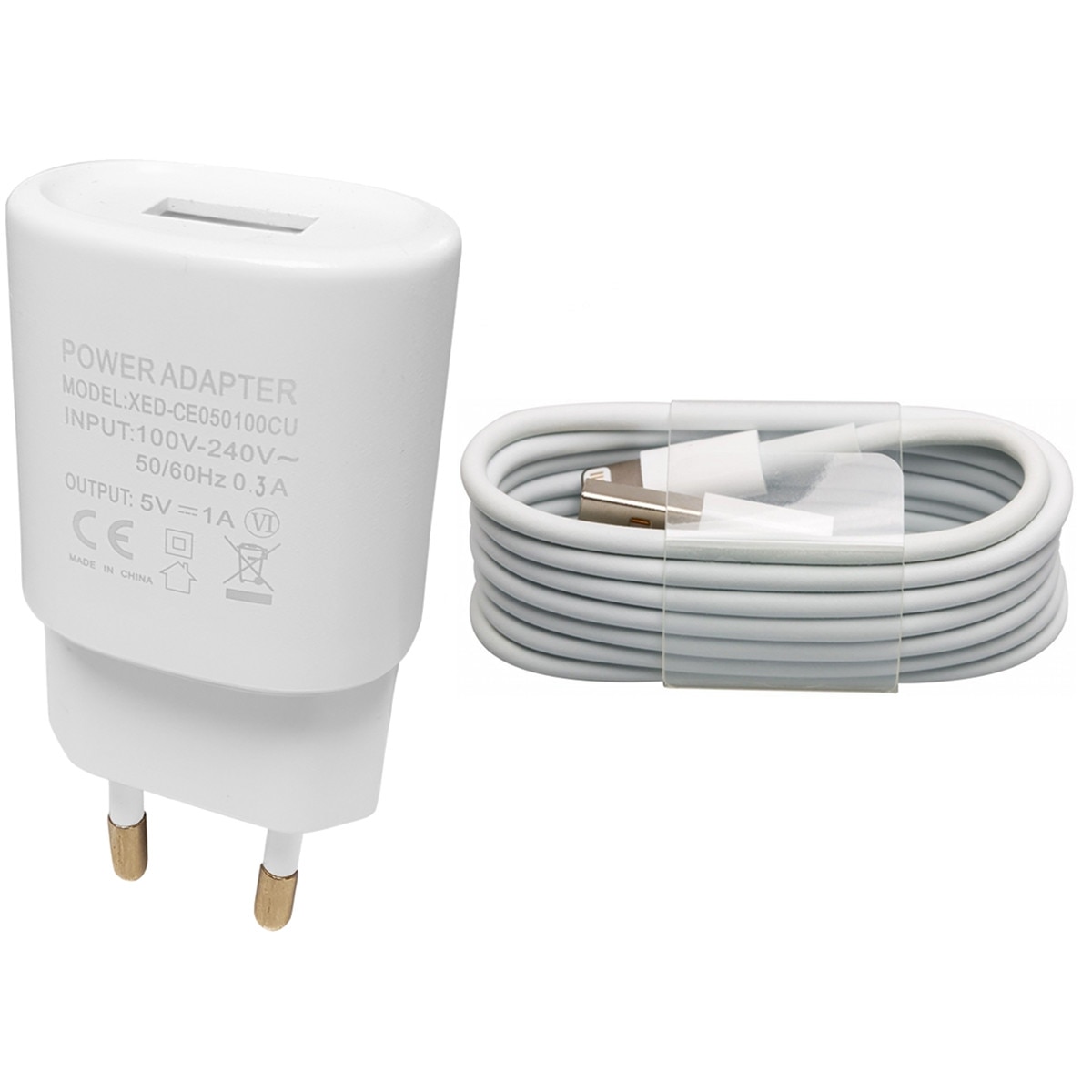 Kit Kabelwelt compatibil Apple iPhone, Incarcator si cablu Lightning, 1A, Alb