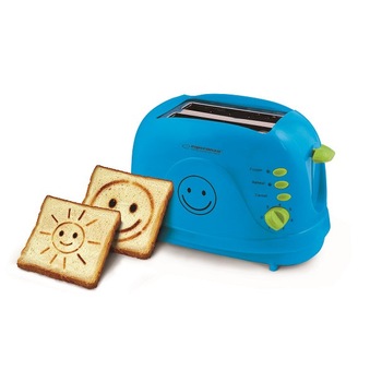 Prajitor de paine cu imprimare desene Smiley culoarea albastra cu 3 functii de la 1 pana la 7 grade diferite de prajire de la moale pana la crocant Prajitor de paine cu imprimare desene Smiley culoarea albastra cu 3 functii de la 1 pana la 7 grade diferite de prajire de la moale pana la crocant