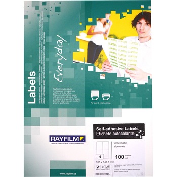 Etichete autoadezive, alb mat, de 105x148.5mm , 4buc/A4 100coli/top , Rayfilm Etichete autoadezive, alb mat, de 105x148.5mm , 4buc/A4 100coli/top , Rayfilm