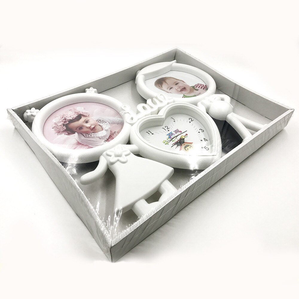 Rama foto ceas Cuplu 2 poze Rhainer, alb