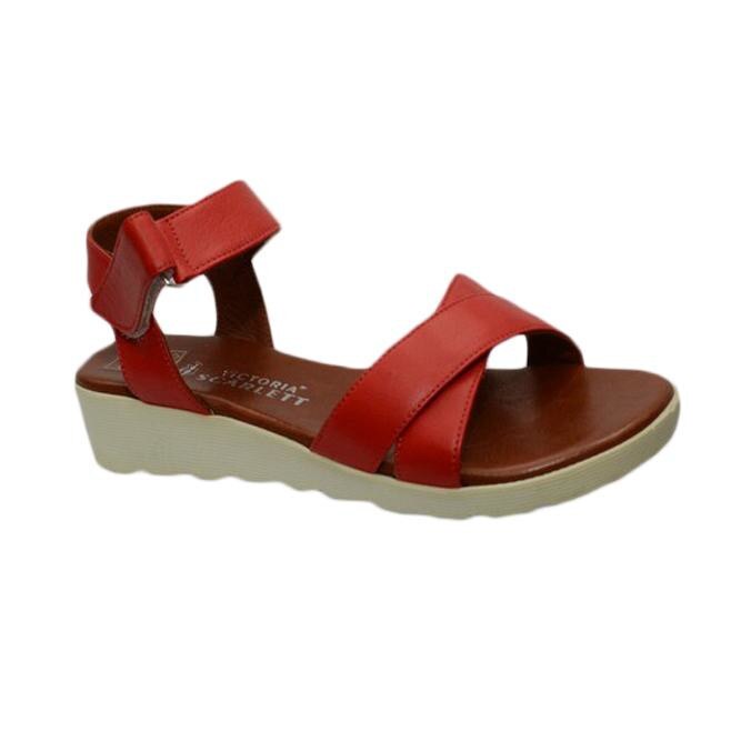 Sandale cu talpa joasa, curele inguste, D&J Exclusive, Rosu