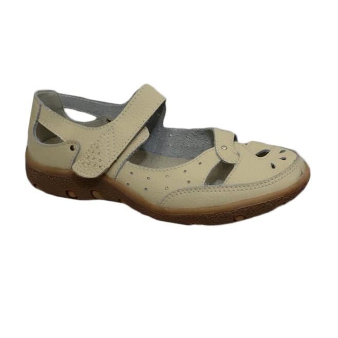 Balerini casual din piele naturala,D&J Exclusive, Bej