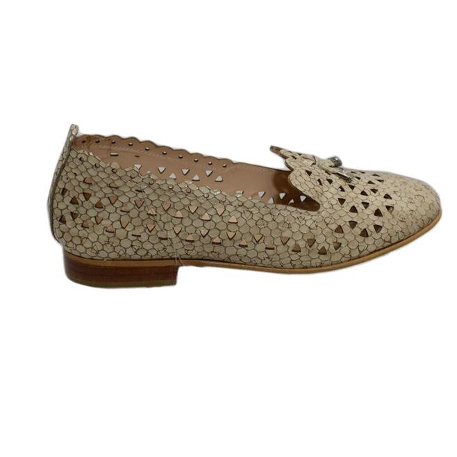 Balerini cu design de piele de reptila, D&J Exclusive, Bej