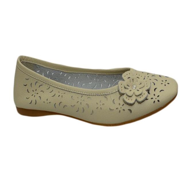 Balerini cu model de perforatii alungite, D&J Exclusive, Bej