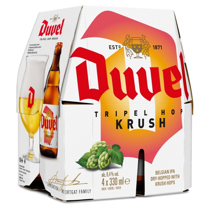 Комплект бира Duvel Moortgat, 4 бр, оранжева, 1.32 л