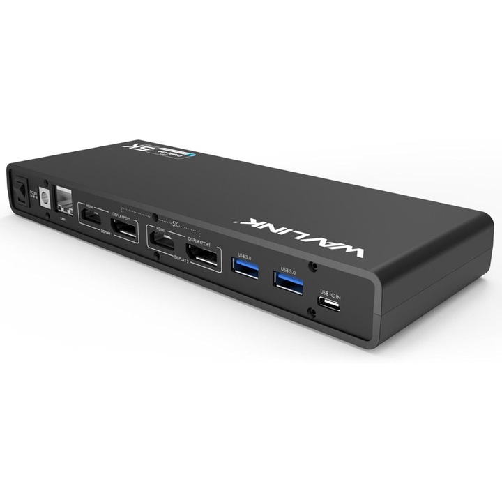 Универсална докинг станция WAVLINK USB-C, 13-в-1, двоен HDMI/DP, 4K@60Hz