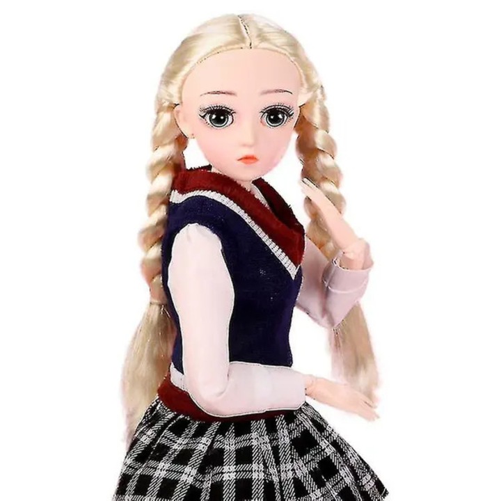Papusa BJD 1/4 (45 cm) model ISINI-CJ-K0497-260901-1380, PVC+rasina, 18 articulatii, par blond, cu outfit
