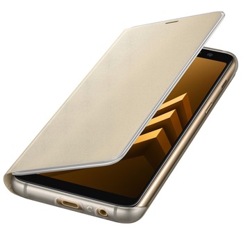 Husa de protectie Samsung Flip Neon pentru Galaxy A8 (2018), Gold