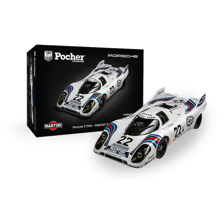 Pocher 1:8 Porsche 917KH Martini Edition játékautó, fehér, 316 alkatrész, 52, 2x26, 7x13, 5cm