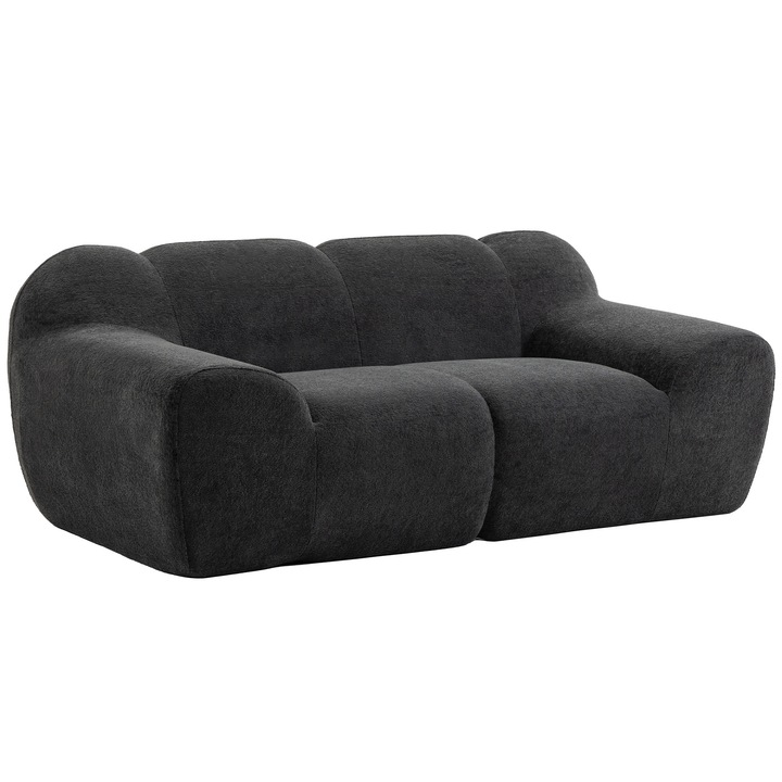 Двуместен диван HOMCOM, шенил и пяна, 174x91x61 см, тъмносив
