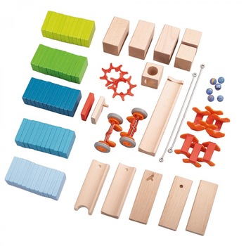 Domino din lemn pentru incepatori, Haba, 87 piese, 3-10ani Domino din lemn pentru incepatori, Haba, 87 piese, 3-10ani