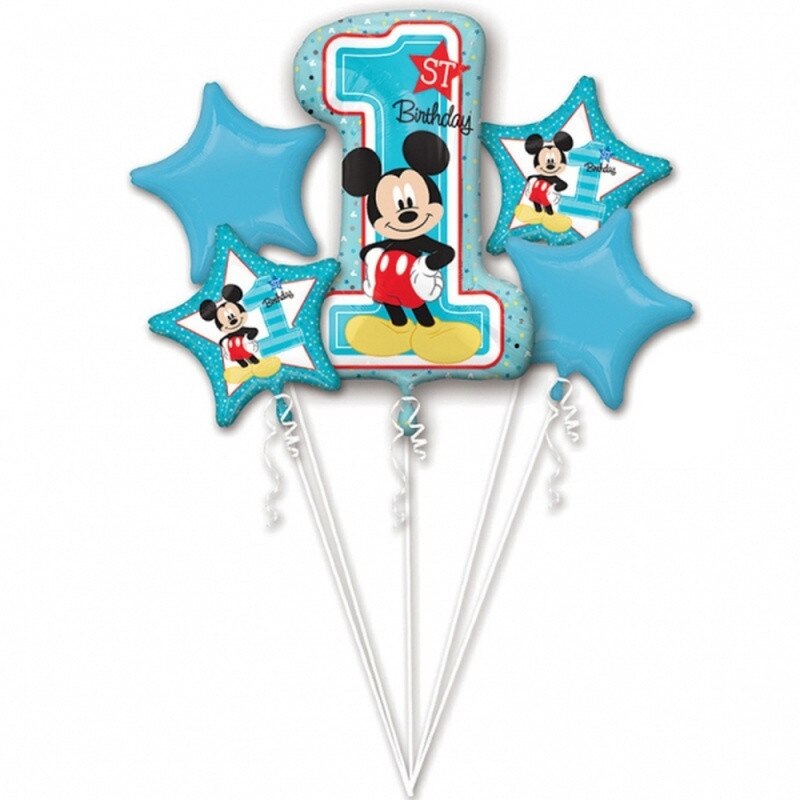 Buchet Baloane Mickey Mouse 1st birthday, Amscan 34341 set 5 bucati