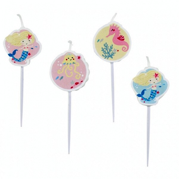 Lumanari pentru tort Be A Mermaid, Amscan 990304, Set 4 buc