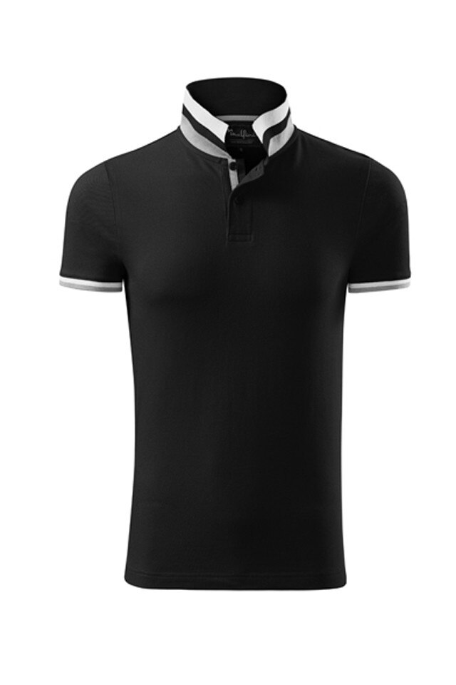 Tricou barbati, Malfini, polo, cu maneci scurte, negru bumbac