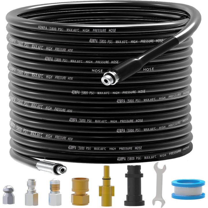 Kit Curatare Canalizare Presiune 20M pentru Karcher K2-K7, Bosch, Lavor