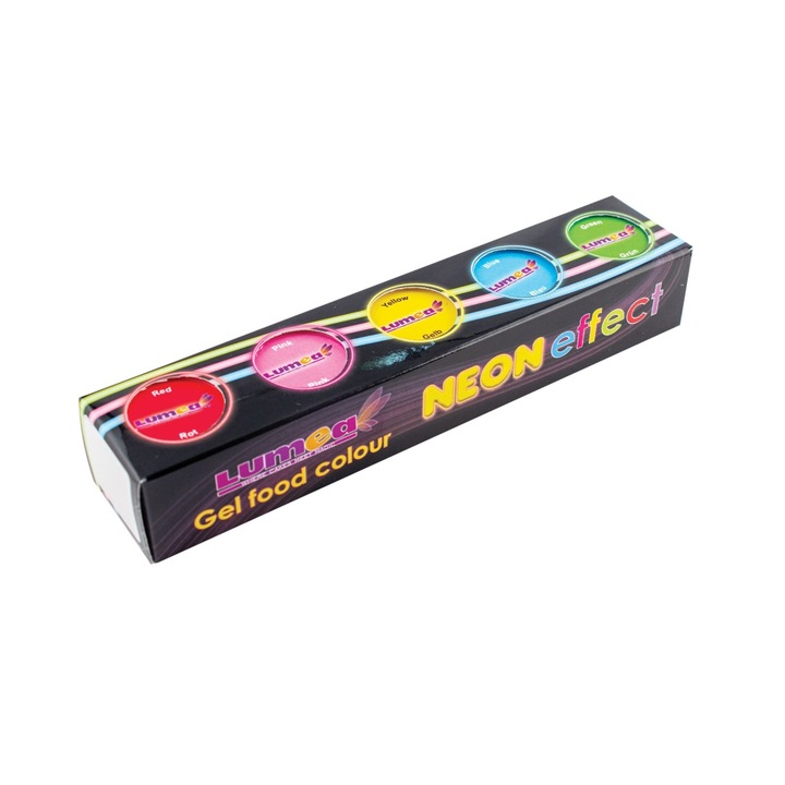 Комплект хранителни оцветители гел Neon Effect, 10гр x 5 бр. - Lumea
