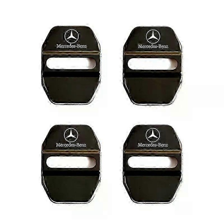 Капачки за ключалки на врати от неръждаема стомана, съвместими с Mercedes A/B/C/E/GLC/GLK/CLA/GLA, черни, комплект 4 бр.