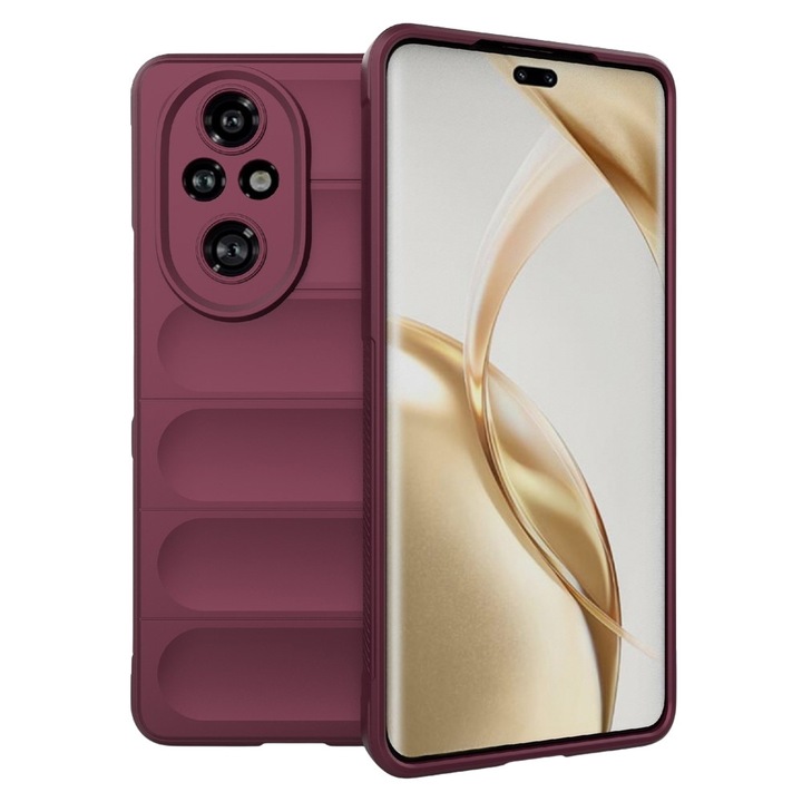 Husa telefon, Compatibila cu Honor 200 Pro, FONIX AirBag Silicone, Anti-soc, Protectie completa, Confortabila, Visiniu