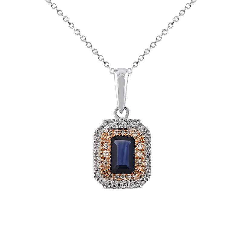 Pandantiv cu Lant Deruvo Aur 18k Diamante, Safir, Ajustabil 40-45 P2506945S-WR