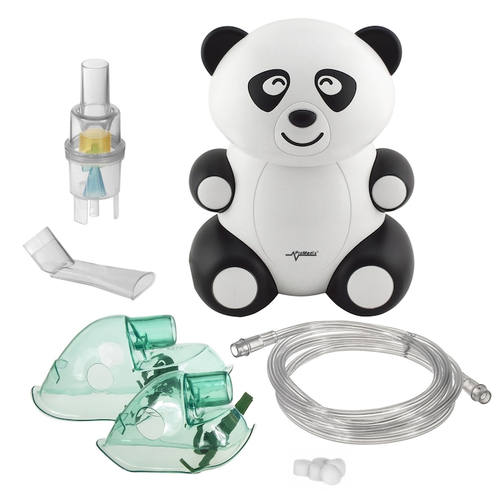 Аерозолно устройство за инхалатор - пулверизатор с компресор за деца и възрастни, форма на мече панда + пълни аксесоари