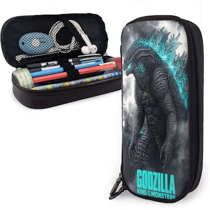 Penar Godzilla King of the Monsters, etui cu fermoar pentru creioane si accesorii de scoala, negru/turcoaz