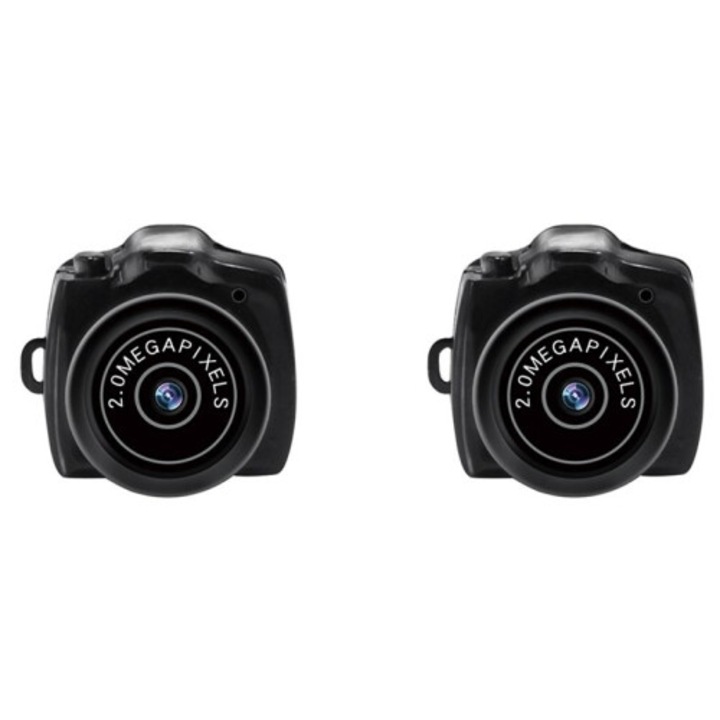 Комплект от 2 мини видеокамери Y2000 OB-k0509, 2 MP, снимки 1280x720, видео 640x480@30fps, батерия 230 mAh, microSD до 32GB, черен