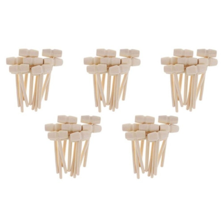 Set 150 mini ciocanase din lemn pentru bricolaj, 140 x 42 mm, culoare lemn