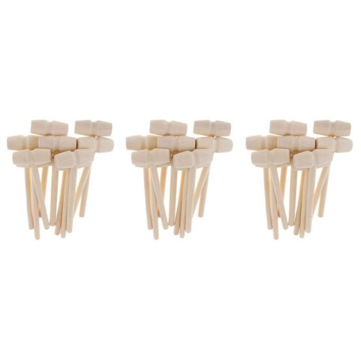 Set ciocanase din lemn pentru DIY, natur, 90 buc, 140 x 42 mm
