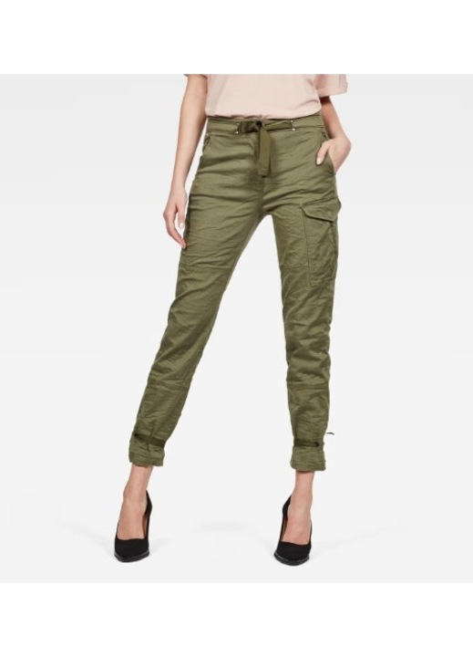 Дамски карго панталони Blossite High Straight Ankle G-STAR RAW, висока талия, W26 L32, цвят градински чай