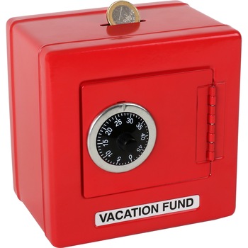 Pusculita seif rosie din metal Pusculita seif rosie din metal