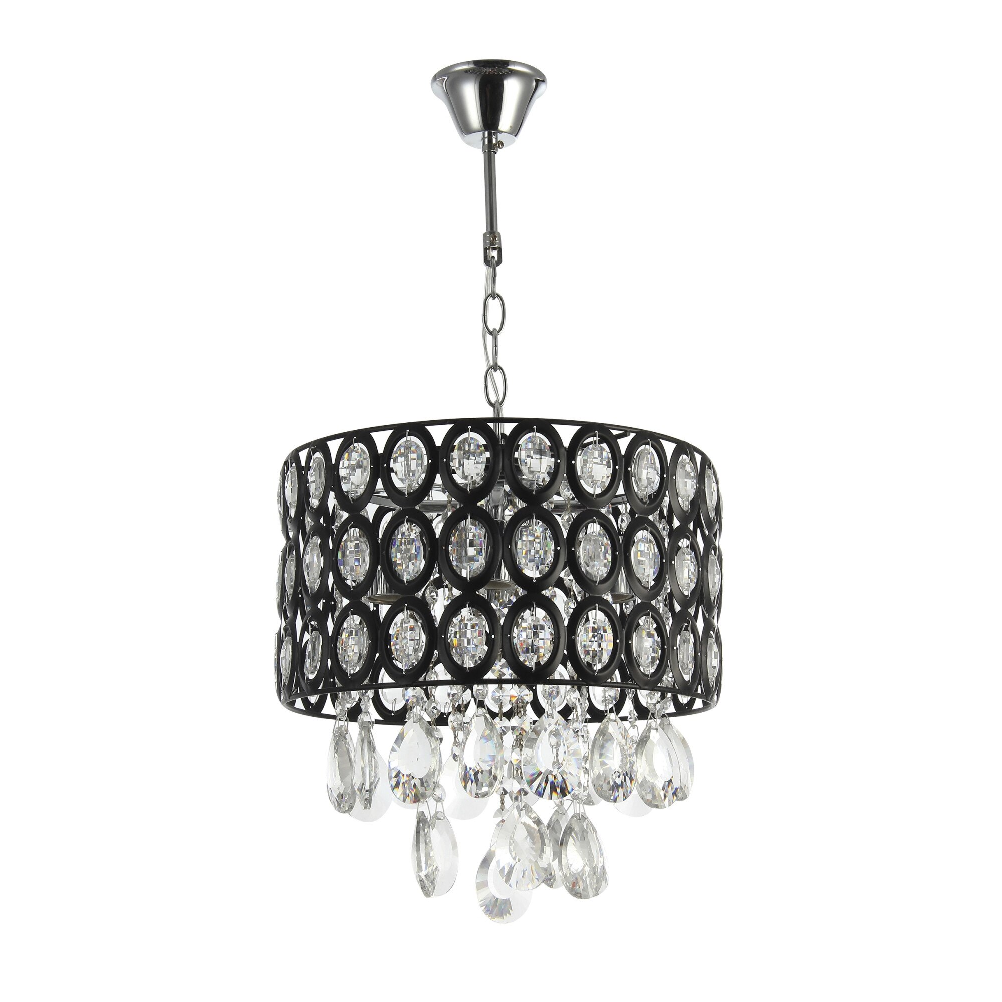 Lustra tip pendul Design, 4x60w, abajur metal negru, cu cristale