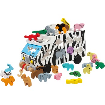 Autobuz alb ABC din lemn Autobuz alb ABC din lemn