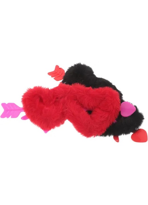 Ochelari de soare din plus cu lentile in forma de inima si decorati cu sageata, set 2, rosu/negru