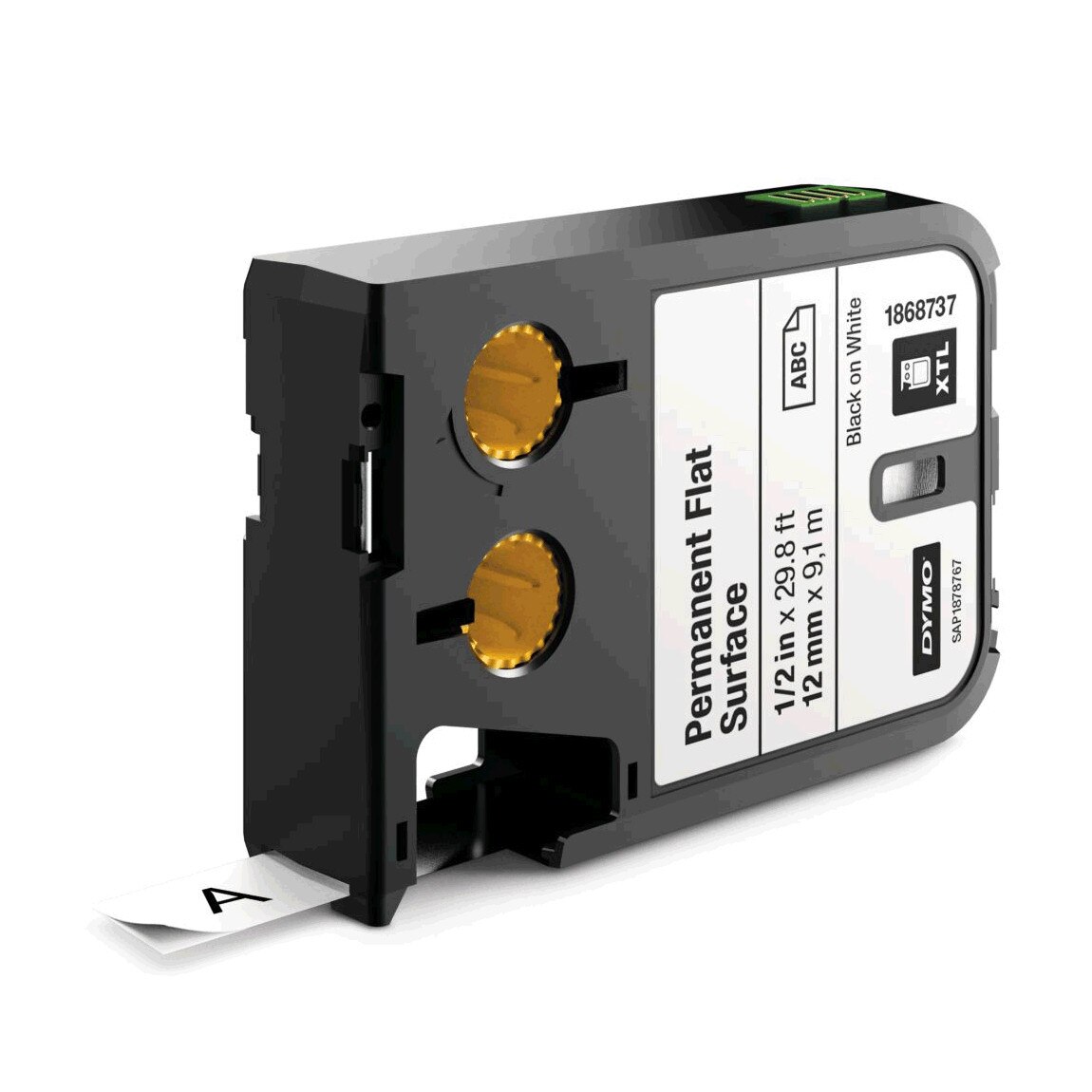 Etichete industriale autoadezive, DYMO XTL, poliester permanent, 12mm x 9m, negru/alb, 1868737