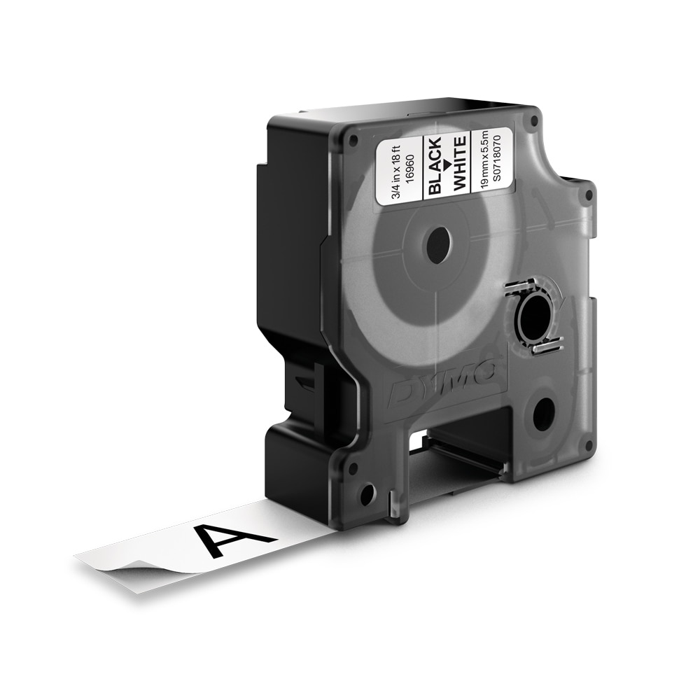 Etichete DYMO 16960 LabelManager D1, poliester permanent, 19mm x 5.5m, negru/alb, DY18484