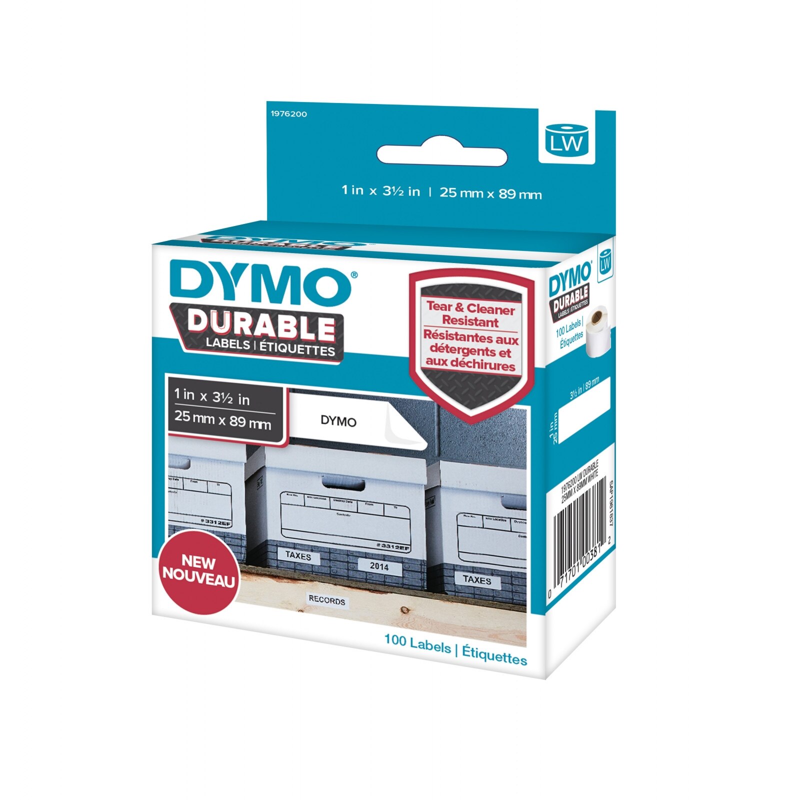 Etichete Dymo Label Writer plastic albe, durabile, 25mm x 89mm, 100buc/rola