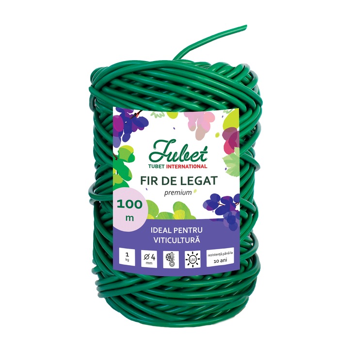 Fir de legat Tubet premium (PVC), 4 mm 1 kg 100 m, ideal pentru viticultura