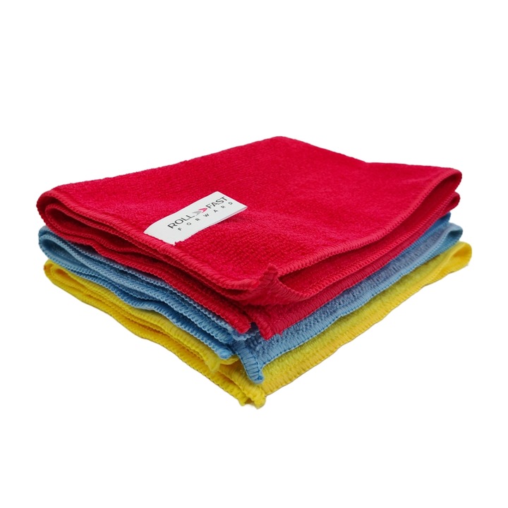 Set lavete microfibra pentru intretinere sau curatare auto si casa, 3 buc, fara zgarieturi, 40x30 cm