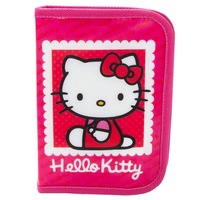 Penar echipat Hello Kitty, 1 compartiment cu fermoar, 16 piese, roz