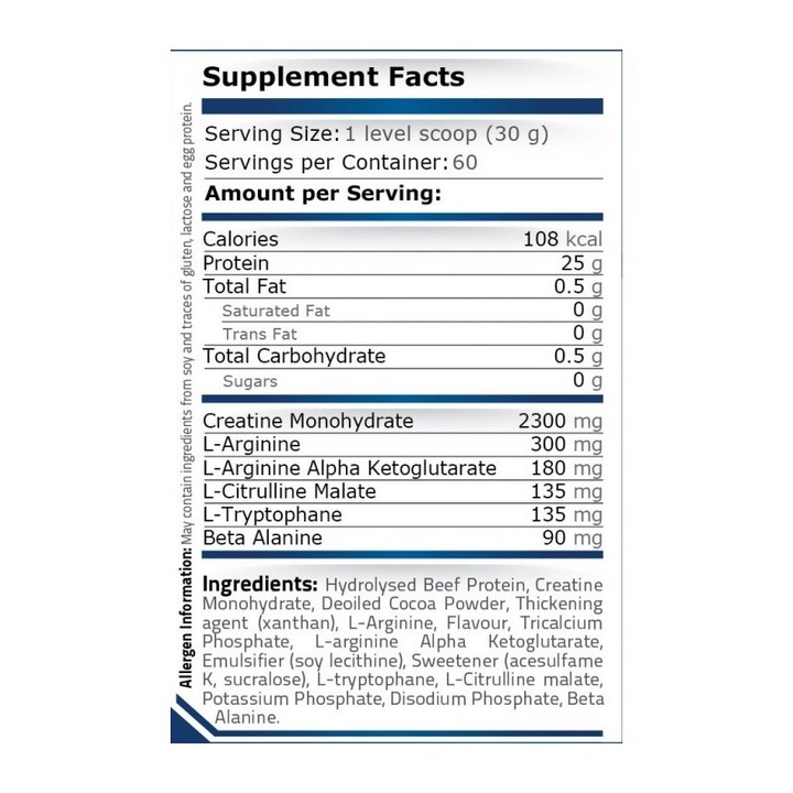 Pudra proteica din carne de vita, Beef Protein, 1814 Grame