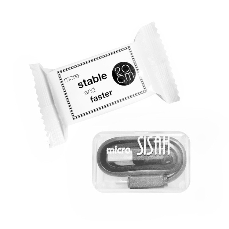 Cablu de date Mini / Incarcare Micro USB , ANDROID , CASI , 20 cm , Candy Pack , Silicon , ALB